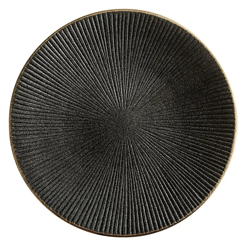 NoirStone – Frosted Black Ceramic Dining Plate
