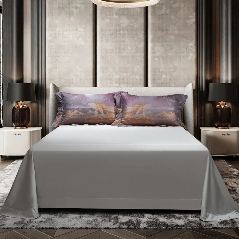 1000TC Egyptian Cotton Purple & Gold Marble Jacquard Bedding Set