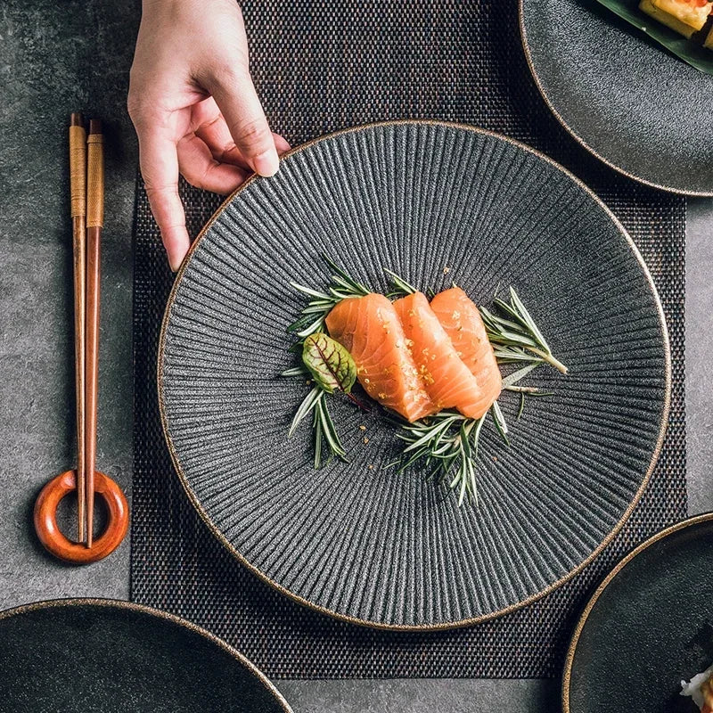 NoirStone – Frosted Black Ceramic Dining Plate