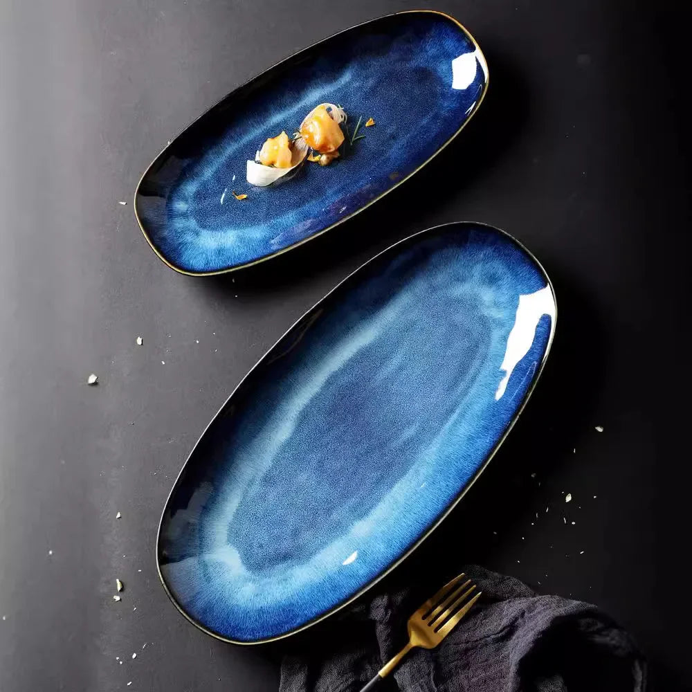 OceanGlide – Oval Ceramic Fish Serving Tray