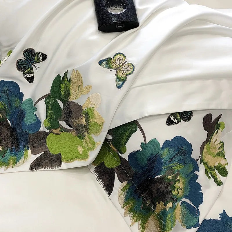 1000TC Egyptian Cotton Duvet Cover Set with Oriental Embroidery
