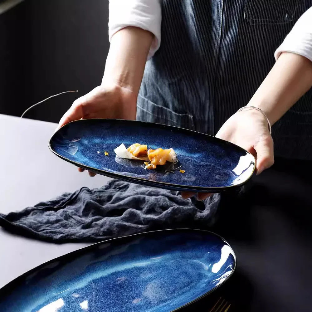 OceanGlide – Oval Ceramic Fish Serving Tray
