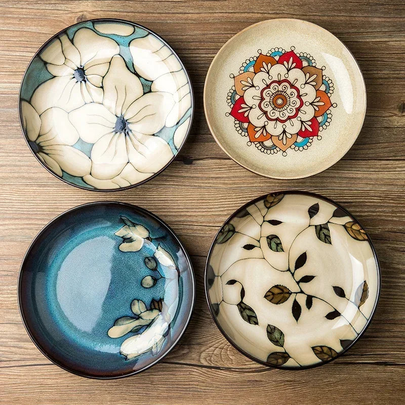 RustiqueBloom – Hand-Painted Deep Ceramic Plate