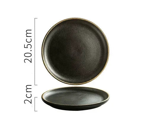 NoirStone – Frosted Black Ceramic Dining Plate