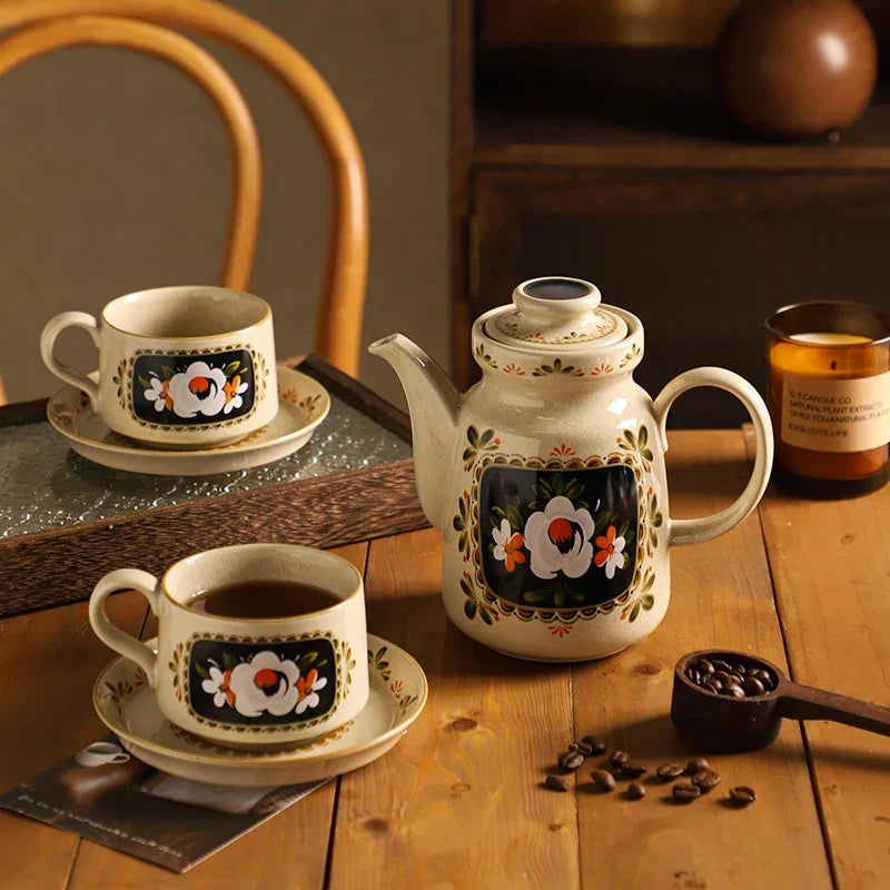 3PCS Tea Kettle & Coffee Cup Set – Delicate Ceramic Tea Set with Gift Box for Birthdays & Housewarming