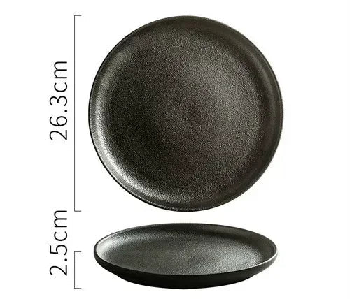 NoirStone – Frosted Black Ceramic Dining Plate