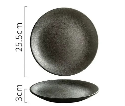 NoirStone – Frosted Black Ceramic Dining Plate