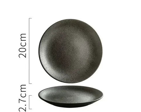 NoirStone – Frosted Black Ceramic Dining Plate