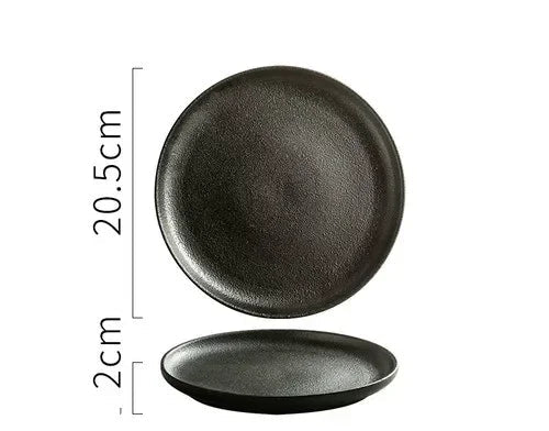 NoirStone – Frosted Black Ceramic Dining Plate