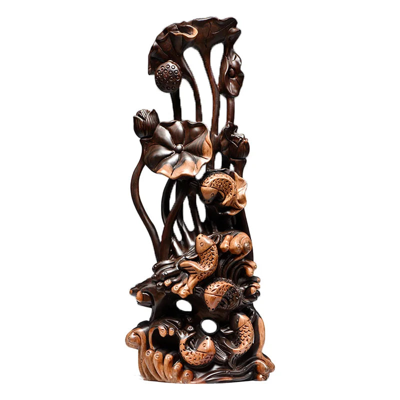 Ebony Root Carving – Lotus Flower Handicraft Decoration
