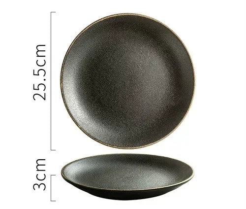 NoirStone – Frosted Black Ceramic Dining Plate