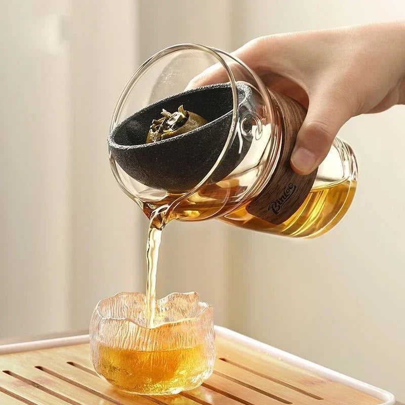 Rotation Glass Tea Maker with Poreless Filtration – Semi-Automatic Infuser Teapot for Home, Office & Travel