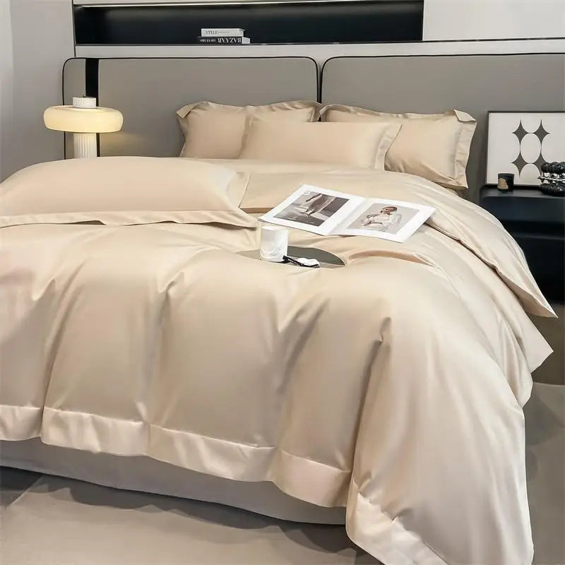 Premium 1000TC Egyptian Cotton Solid Duvet Cover Set – 4-Piece