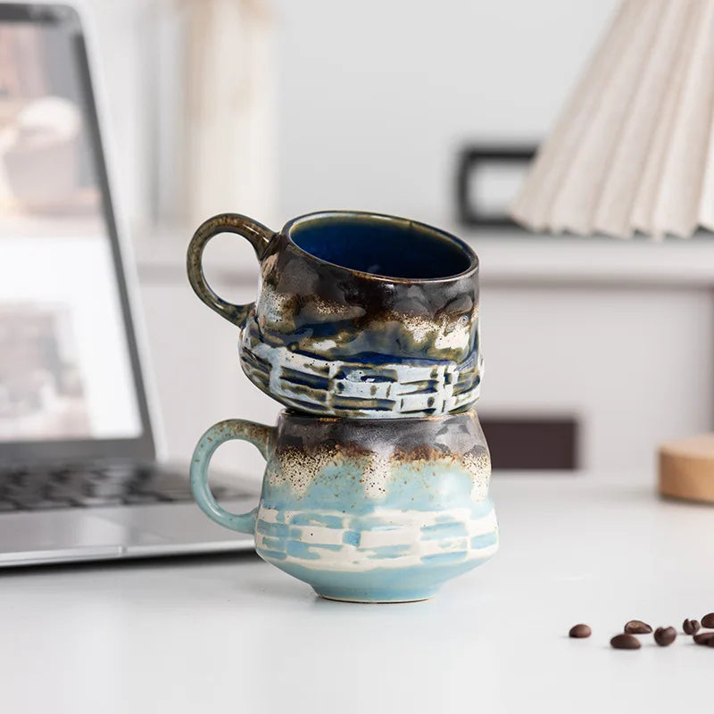 Vintage Ceramic Coffee Cup & Saucer Set – Elegant Afternoon Tea Mug for Cappuccino & Latte