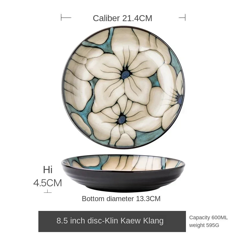 RustiqueBloom – Hand-Painted Deep Ceramic Plate