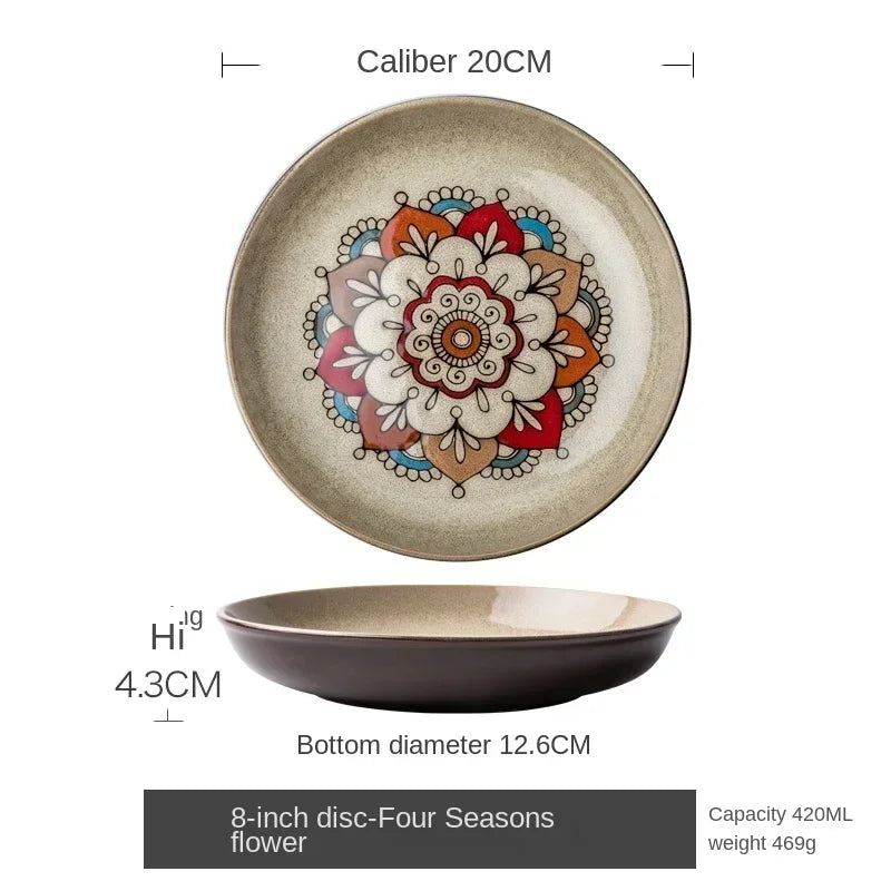 RustiqueBloom – Hand-Painted Deep Ceramic Plate