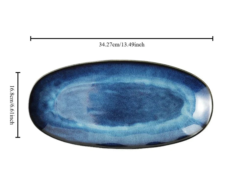 OceanGlide – Oval Ceramic Fish Serving Tray
