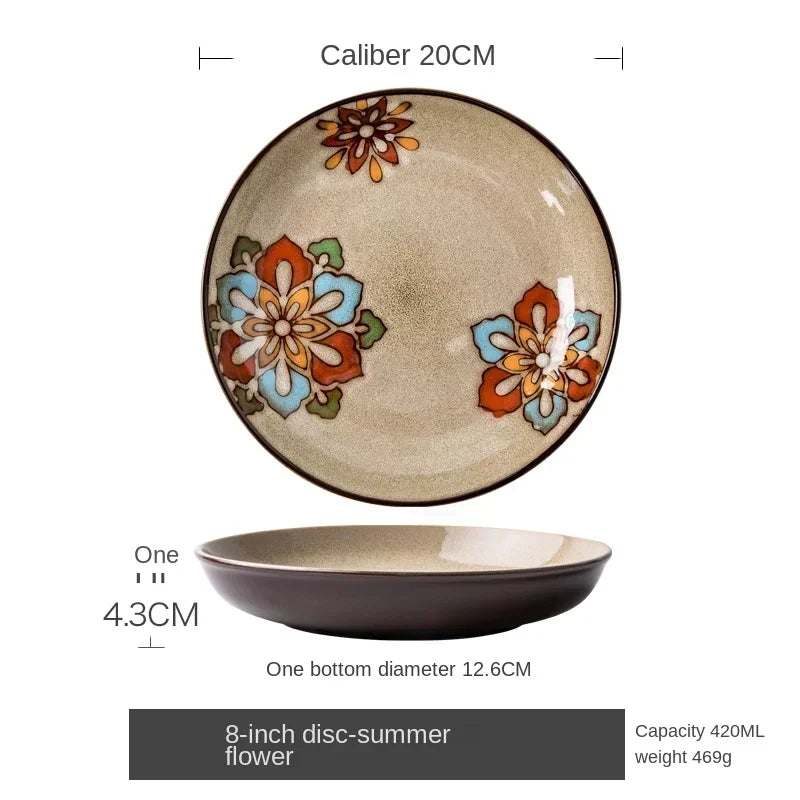 RustiqueBloom – Hand-Painted Deep Ceramic Plate