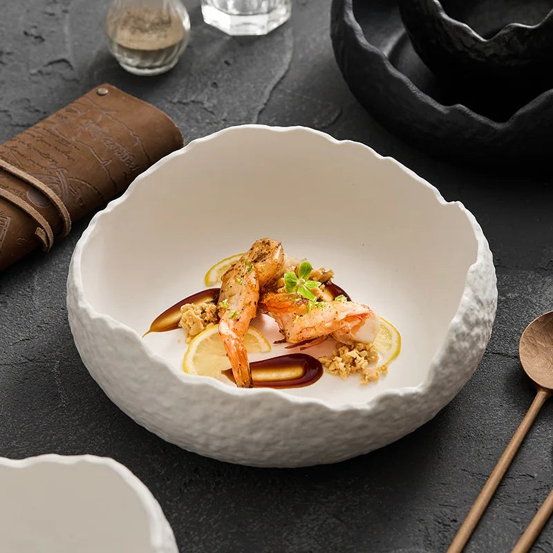 🌀 Creative Irregular Ceramic Bowl – A Touch of Art for Every Meal