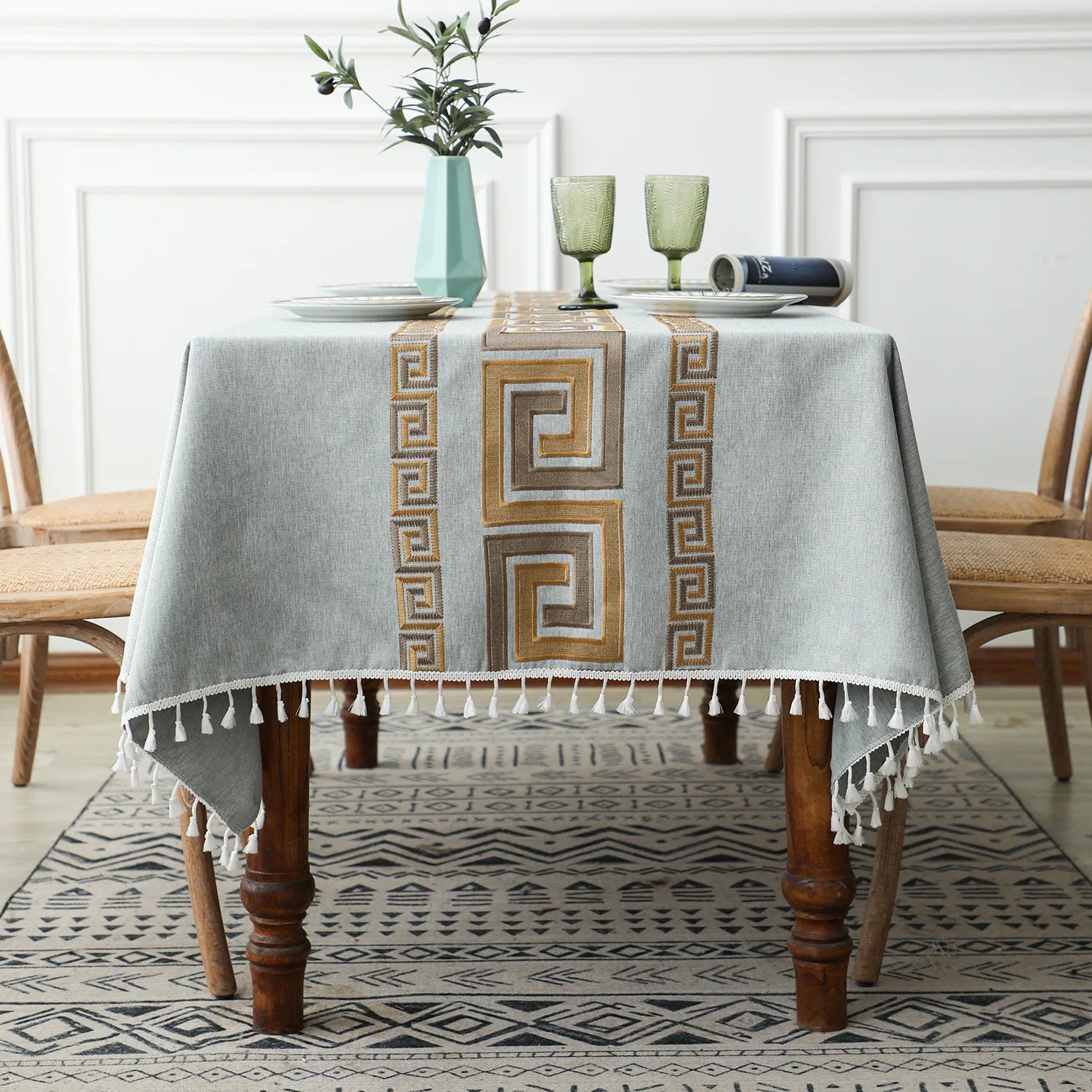 Nordic Simple Rectangular Tablecloth – Geometric Design Coffee Table Cover & Antifouling Picnic Mat