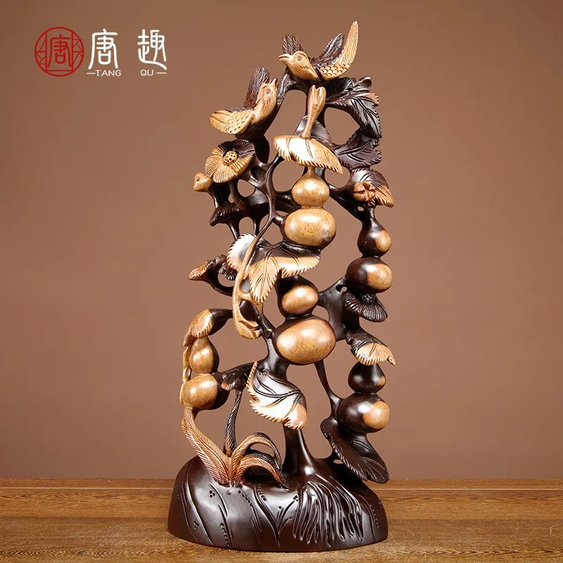 Ebony Root Carving – Lotus Flower Handicraft Decoration