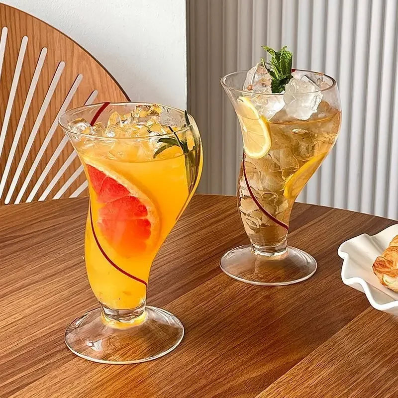 Aesthetic Glass Drinkware – INS Style Cold Beverage & Dessert Cup | Milkshake, Juice, Coffee & Ice Cream
