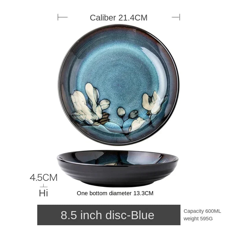 RustiqueBloom – Hand-Painted Deep Ceramic Plate