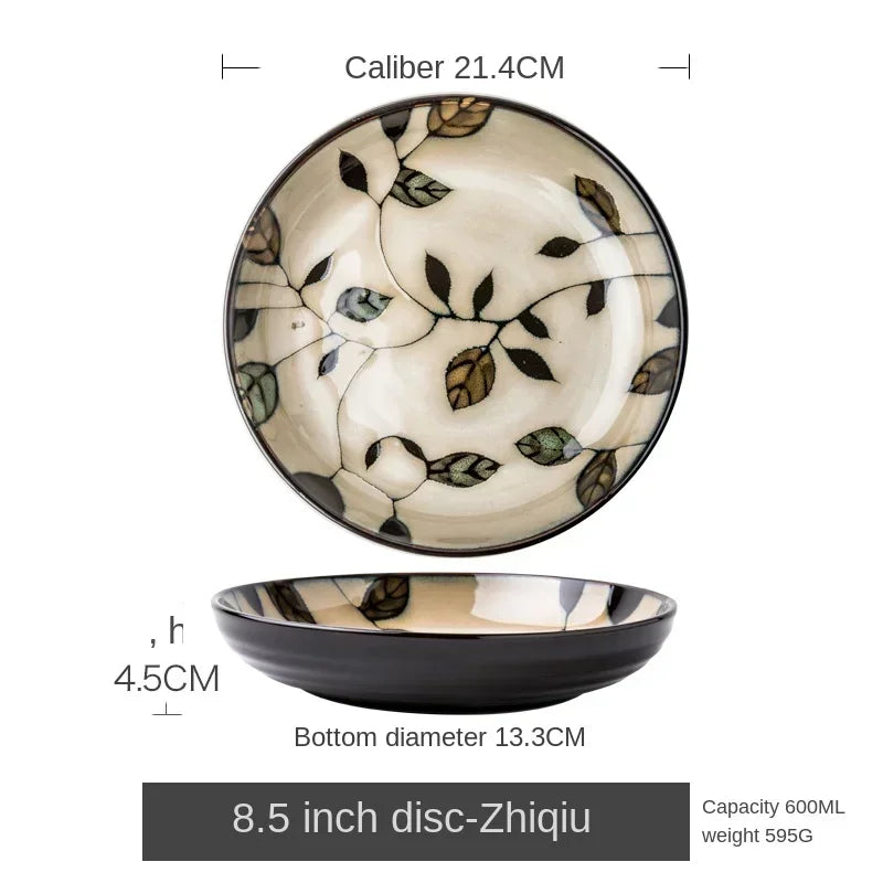 RustiqueBloom – Hand-Painted Deep Ceramic Plate
