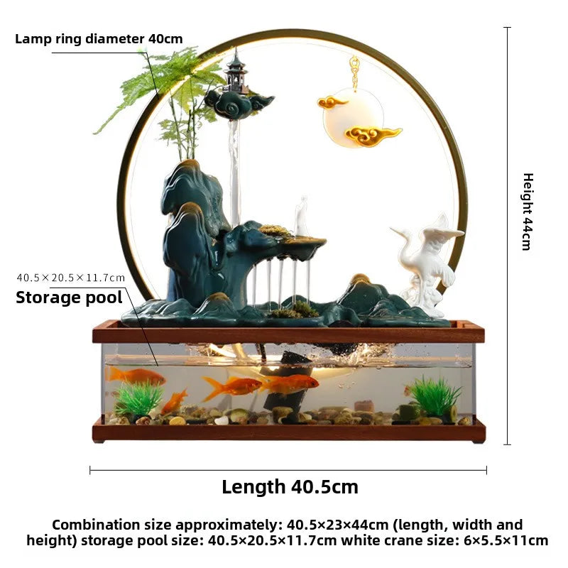 AquaZen™ Rockery Fountain – Feng Shui Desktop Waterfall & Fish Tank Decor