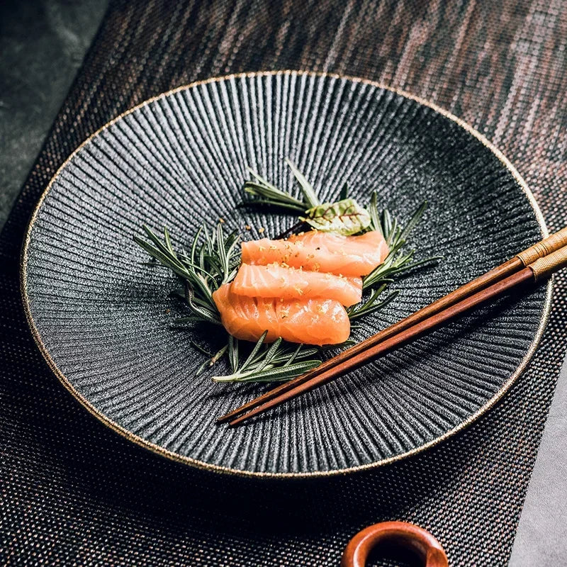 NoirStone – Frosted Black Ceramic Dining Plate