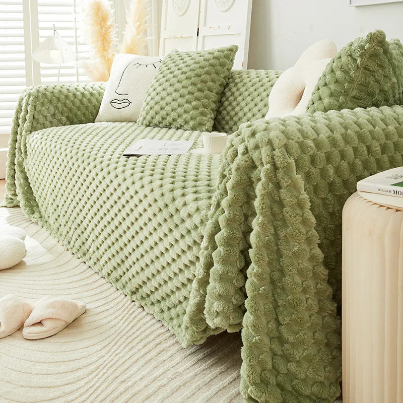 Modern Simple Solid Color Sofa Throw Cover – Universal Non-Slip Towel, Nordic Dust & Anti-Scratch Protection Blanket