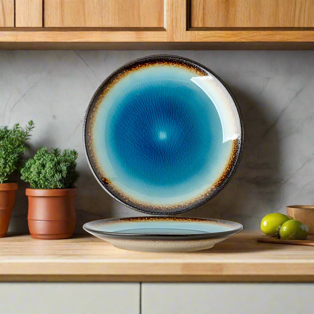 Frosted Serenity – 8" Japanese Ceramic Dessert Plate