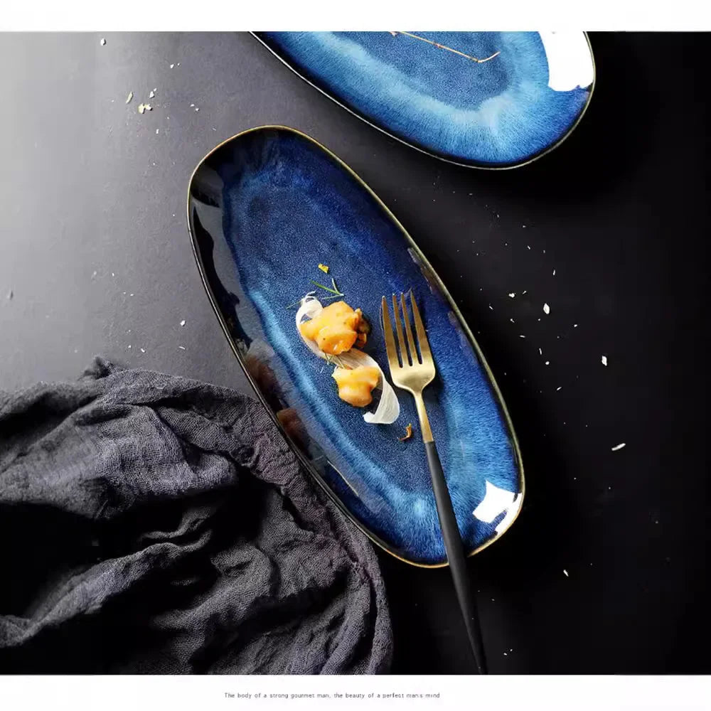 OceanGlide – Oval Ceramic Fish Serving Tray