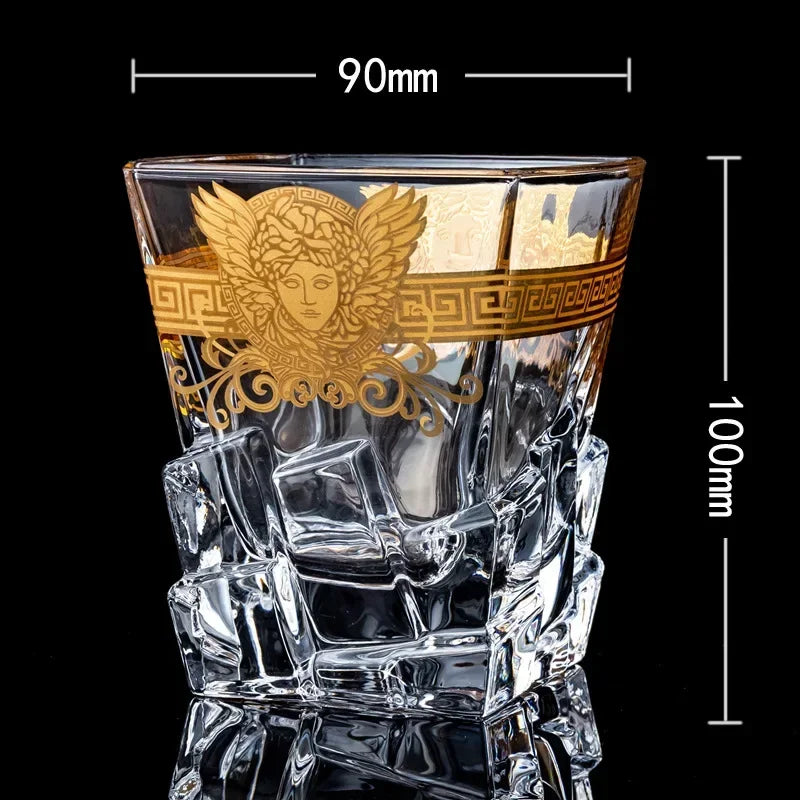 Creative Crystal Whisky Glass – Gold-Rimmed Multipurpose Tumbler | Elegant Water, Cocktail, or Spirits Glass